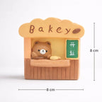 Cute bear figurine at mini bakery shop with chalkboard sign, 8x8 cm, Germiant decor